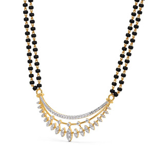 Collier chaîne traditionnel à double rang de perles noires et diamants en arc - Product Image 2
