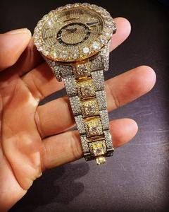 Montre Hip Hop en Or Jaune à Prix de Gros, Diamants VVS Moissanite, Mouvement Mécanique ETA, Montre-Bracelet Tendance pour Hommes et Femmes - Product Image 2