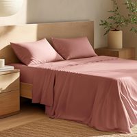 Parure de draps Queen 100 % coton biologique personnalisée, tissage percale, 40 fils, légère, respirante, lavable en machine, taies d'oreiller 15 pouces