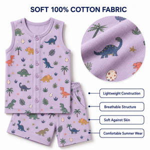 ชุดผจญภัยฤดูร้อนแบบติดกระดุม ผ้าฝ้าย 100% สีพื้น เสื้อแขนยาว กางเกงขาสั้น เด็กผู้ชายและเด็กผู้หญิง ชุดลำลอง เปิดด้านหน้าทั้งตัว เนื้อผ้านุ่ม - Product Image 6