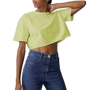 Tops Cortos de Verano para Mujer, de Alta Calidad y Secado Rápido, 100% Algodón, Moda Económica, Cuello Redondo, Lisos, para Imprimir - Product Image 5