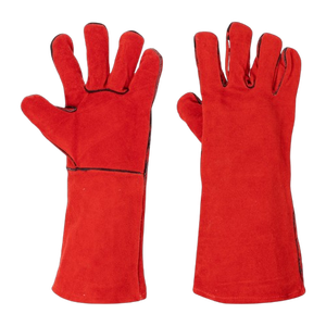 Guantes de Cuero Vacuno Rojo de Primera Calidad, Resistentes a Impactos y Abrasión, para Trabajo Pesado y Protección de Manos y Brazos en la Lucha Contra Incendios - Product Image 1