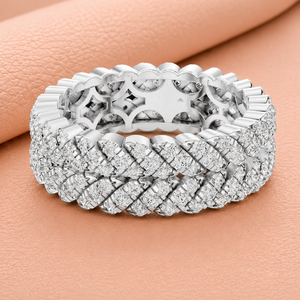 Anillo de Eternidad de Diamantes Trenzado Premium para Mujer en Oro Amarillo, Blanco y Rosa, Banda Ancha, Regalo de Joyería para Aniversario - Product Image 2