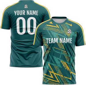 Ensemble de maillots de football personnalisés pour hommes, vert et jaune, coupe-vent, respirant, séchage rapide, uniformes de football, kit d'équipe - Product Image 3