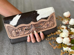 Pochette en cuir de Style occidental pour femme, portefeuille en cuir sculpté, meilleur cadeau pour elle - Product Image 2