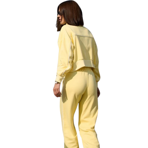 Womens Winter Solid Cropped Full Zip Tracksuit Set Stand Collar Jacket Wide Leg <b>Trousers</b> Casual Regular Fit Two Piece Sportswear - Product Image 2
