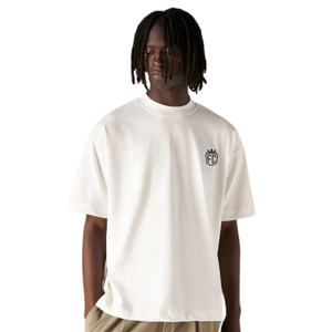 T-shirt en coton surdimensionné pour homme, logo minimaliste sur la poitrine, streetwear, manches courtes, tee-shirt décontracté, fournisseur OEM - Product Image 5