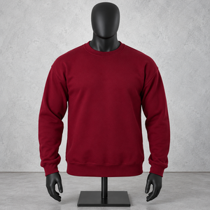 Sudadera de Cuello Redondo para Hombre, Color Rojo Sólido, Manga Larga, Tejido de Punto, Cuello Redondo, para Otoño - Product Image 1
