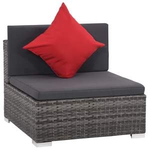 Dark Grey Rattan Garden <b>Sofa</b> <b>Set</b> With Red Cushions Outdoor Furniture Contemporary Design UV Resistant PE Rattan High Density - Product Image 2