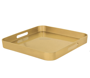 Bandeja decorativa navideña dorada redonda más vendida con asas, diseño moderno de lujo para el hogar, Patio al aire libre, ambiente de cocina - Product Image 4