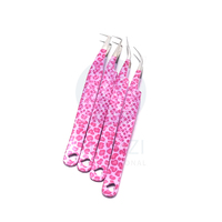 Pince à cils personnalisée avec logo, en acier inoxydable de haute qualité, antistatique, durable, motif léopard rose, pointe fine