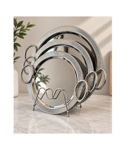 Set Of 3 Different Size Dessert Serving Tray Handmade <b>Stainless</b> <b>Steel</b> <b>Table</b> Ware Chocolates Serving Tray In Bulk - Product Image 3