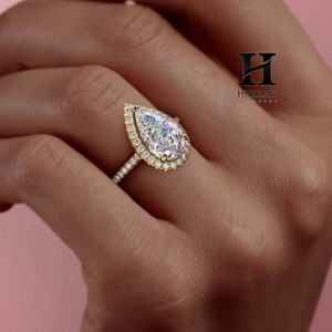 <b>Custom</b> 14K Rose Gold 2ct Pear Cut Lab Grown Diamond Engagement <b>Ring</b> IGI Certified Pear Shape Halo Diamond <b>Ring</b> for Women - Product Image 3