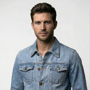 High Street Fashion Custom Men's Varsity Jackets Cortavientos de mezclilla de alta calidad en tres colores Sherpa Fabric - Product Image 1