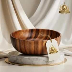 Stackable Wooden Salad Bowls Set Nested Round Fruit Serving Bowls Natural Wood Kitchen Tableware Wooden <b>Dinnerware</b> - Product Image 4