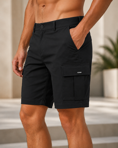Pantalones Cortos Cargo para Hombre, Talla Grande, Cintura Elástica Media, Casuales, de Satén Tejido, Transpirables, de Poliéster/Algodón, para Trabajo al Aire Libre, Diseño Liso - Product Image 1