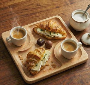 Wooden Coffee Tray Dual Cup Slots Commercial Grade Breakfast <b>Bed</b> Serving for Couples <b>Rustic</b> Handmade Solid Beech Wood Catering - Product Image 1
