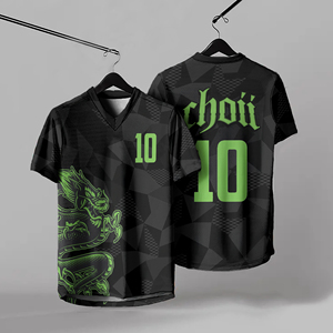 T-shirt d'été pour homme à col en V, uniforme de sport, personnalisable avec numéro, logo et motif, vêtements de sport pour matchs, tenue d'équipe sur mesure - Product Image 2