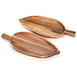 Plateaux de service en bois d'acacia de haute qualité, design nouveau, conformes aux normes alimentaires, en forme de feuille, petit plateau à fromage/plateau de service - Product Image 1