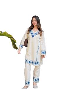 Embroidery Summer Cotton Kurti pant set Long Co ord set India wholesale manufacturer <b>kurtis</b> for women in India Coordinate set - Product Image 4