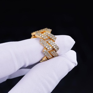 Moissanite Diamond Men's & Women's Cuban <b>Ring</b> Hip Hop Style Bling Design 925 Sterling Silver Wedding <b>Iced</b> Out Unisex Jewelry - Product Image 4