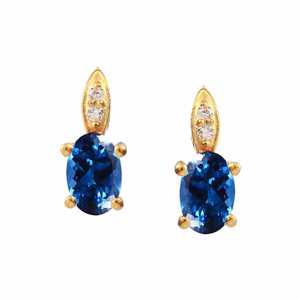 Blue Tourmaline <b>Stud</b> <b>Earrings</b> 925 Sterling Silver 14K Gold Plated Handmade Engagement Jewelry Gift For Women - Product Image 5