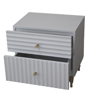 Élégante commode de chevet classique blanche de style français avec 2 tiroirs, en bois de mahogany massif, pour chambre à coucher et hôtels - Product Image 2