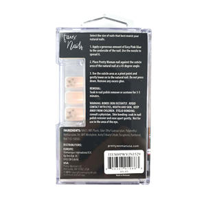 Kit Completo de Uñas Postizas Largas de ABS con Cristales, Forma Ataúd, Longitud Salón, 24 Piezas, Estampado Dorado, Acento Nude, DIY OEM/ODM Helios - Product Image 4
