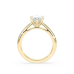 Anillo de compromiso solitario con diamante marquesa, engaste de seis puntas con banda cónica pulida en oro rosa, oro blanco, oro amarillo. - Product Image 6