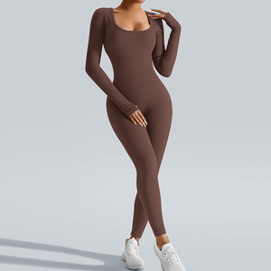 private label stretch performance <b>jumpsuit</b> women bulk order breathable <b>workout</b> <b>jumpsuit</b> women supplier custom branding - Product Image 4