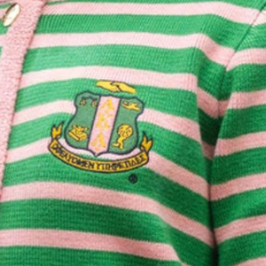 Custom Green Pink Striped Women's Embroidered <b>Cardigan</b> <b>Sweater</b> with Crest Design Long Sleeve Button Front V Neck Knit Casual - Product Image 6
