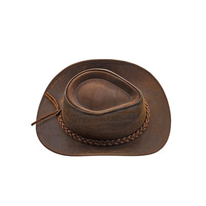 Jimieson Apparel Brown Leather Cowboy <b>Hat</b> with Braided Band Unisex Outdoor Casual Style Four Seasons Adjustable - Product Image 6