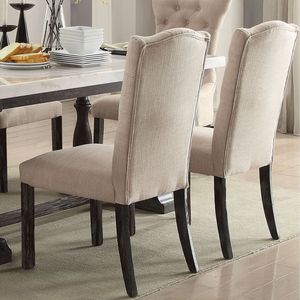 Set di 2 sedie da pranzo laterali trapuntate beige e color espresso anticato - Product Image 5