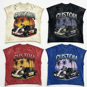 Camiseta sin mangas con estampado gráfico personalizado, 100% algodón, lavado ácido, calidad premium, para ropa urbana, servicio OEM. - Product Image 1