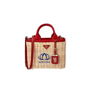 BOLSO DE MANO DE RATÁN PARA MUJER BLUE LOTUS, MÁS VENDIDO, de Alta Calidad, con Cierre de Cremallera, Diseño Tejido a Mano Sostenible, para Viajes a la Playa - Product Image 1