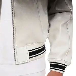 Men's Solid Canvas <b>Sherpa</b> <b>Lined</b> PU Leather Bomber Jacket Turn-down Collar Zipper Closure Regular Fit Winter Style 2027 - Product Image 6