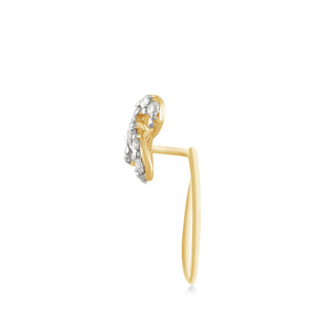 Flower Shape Diamond <b>Nose</b> pin 14K <b>Gold</b> Plated Luxury <b>Stud</b> Women's Everyday Wear Claw Setting Round Brilliant Cut - Product Image 3