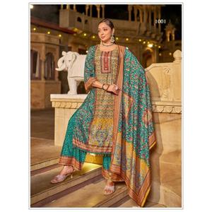 Traje pakistaní de diseñador listo para usar, de satén de seda Jam, con estampado atractivo de diseñador, ideal para bodas y festivales. Compre directamente del proveedor. - Product Image 1