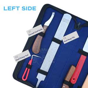 Kit d'outils de fermeur pour le soin des sabots dans une mallette de transport avec râpe à sabots, couteau à lame courbée, couteau à ébavurer, marteau et brosse de nettoyage - Product Image 3