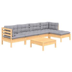 Conjunto de Muebles de Jardín de Madera de Pino Maciza con Tela (100% Poliéster) en Gris - Product Image 3