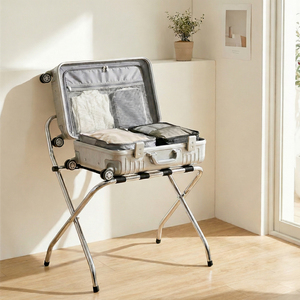 ผลิตในไต้หวัน ชั้นวางกระเป๋าเดินทางโลหะแบบพนักพิงสูงทันสมัย สำหรับใช้ในโรงแรมและเฟอร์นิเจอร์เชิงพาณิชย์ - Product Image 1