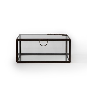 Boîte à bijoux en verre de style européen, boîte en verre et métal avec organisateur de rangement, design rectangulaire, boîte en verre transparente - Product Image 3