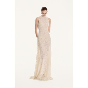 Vestidos Elegantes de Alta Costura, Vestido Largo LILIAN con Cuello Halter, Cristal, 150 cm, 550 Gramos, Apliques de Encaje, Vestidos para Mujer - Product Image 5