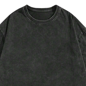 T-shirt de luxe délavé à l'acide, style vintage, coupe oversize, couleur unie, coupe ample, toutes saisons, haut pull, fabricant grossiste - Product Image 2