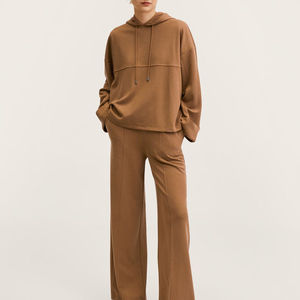 Sudadera con Capucha Extra Grande para Mujer, Color Sólido, Manga Larga, Tejida en Algodón y Fibra de Bambú, Transpirable, para Otoño - Product Image 6