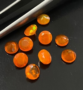 Ópalos naturales redondos de corte brillante, piedras preciosas sueltas naranjas facetadas iridiscentes para la fabricación de joyas. - Product Image 2