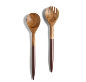 Cuchara y tenedor de bambú para ensalada, utensilios de servir hechos a mano, herramientas de cocina para restaurantes, cafeterías y espacios de comedor elegantes. - Product Image 2