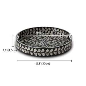 High Selling Mother of Pearl Inlay Round Serving Storage Natural Finished Tray For Tea Coffee Home Decor Tray For Tabletop Decor - Product Image 2