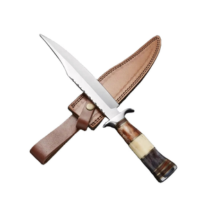 Cuchillo de Caza con Hoja de Acero de Damasco, Mango de Cuero, Borde Dentado, Grado Industrial, ODM, Cuchillo de Supervivencia para Exteriores - Product Image 4