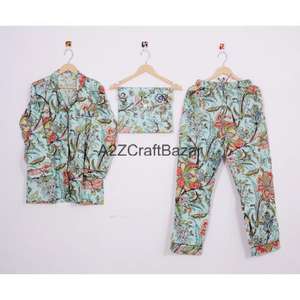 Pijamas de Algodón 100% Puro de Alta Calidad al por Mayor para Hombre y Mujer, Ropa de Dormir Romántica con Estampado Floral para Vacaciones de Invierno, Suministro Directo de Fábrica - Product Image 5